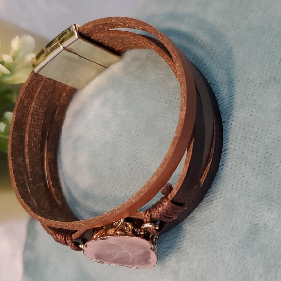 2/$15 Leather Bracelet with Amethyst Stone - Picture 3 of 5